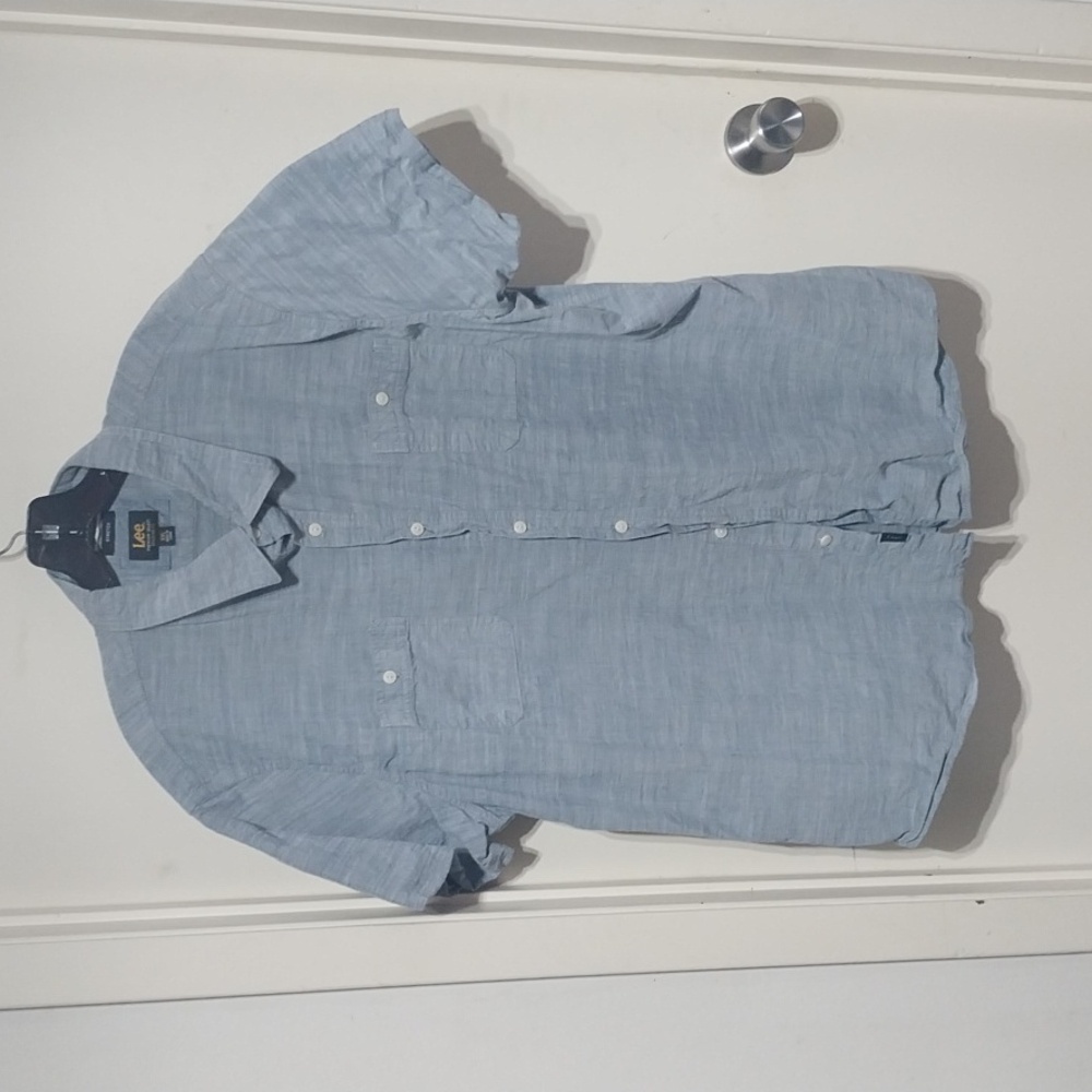 XXL Lee Stretch Button Down Short Sleeve Shirt